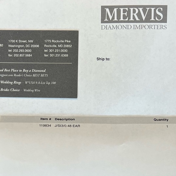 Diamond Stud Earring Pair - 14K White Gold Natural Diamonds J/SI3 TCW .48 - Picture 10 of 11